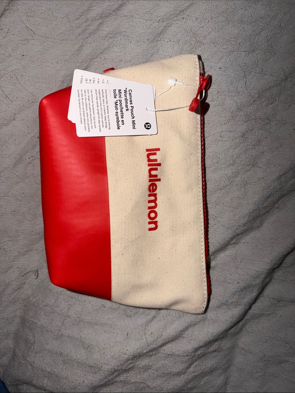 lululemon athletica Red and Cream Canvas Cosmetic Pouch